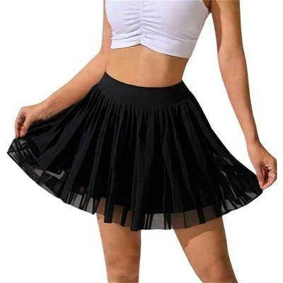 Women's Pleated Tennis Skirt High Waisted Athletic Skort with Built-in Shorts for Golf & Workout Black M | Target