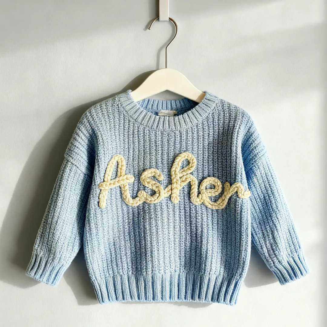 Personalized Name Baby Sweater/Custom Embroidered Baby Knit Sweater/Baby Sweater With Name/Gift F... | Etsy (US)