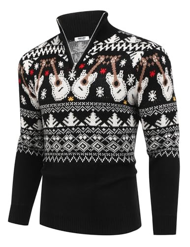 COOFANDY Men's Christmas Sweaters Ugly Snowflake Guitar Pullover Sweaters Christmas Tree Sweatshirts | Amazon (US)