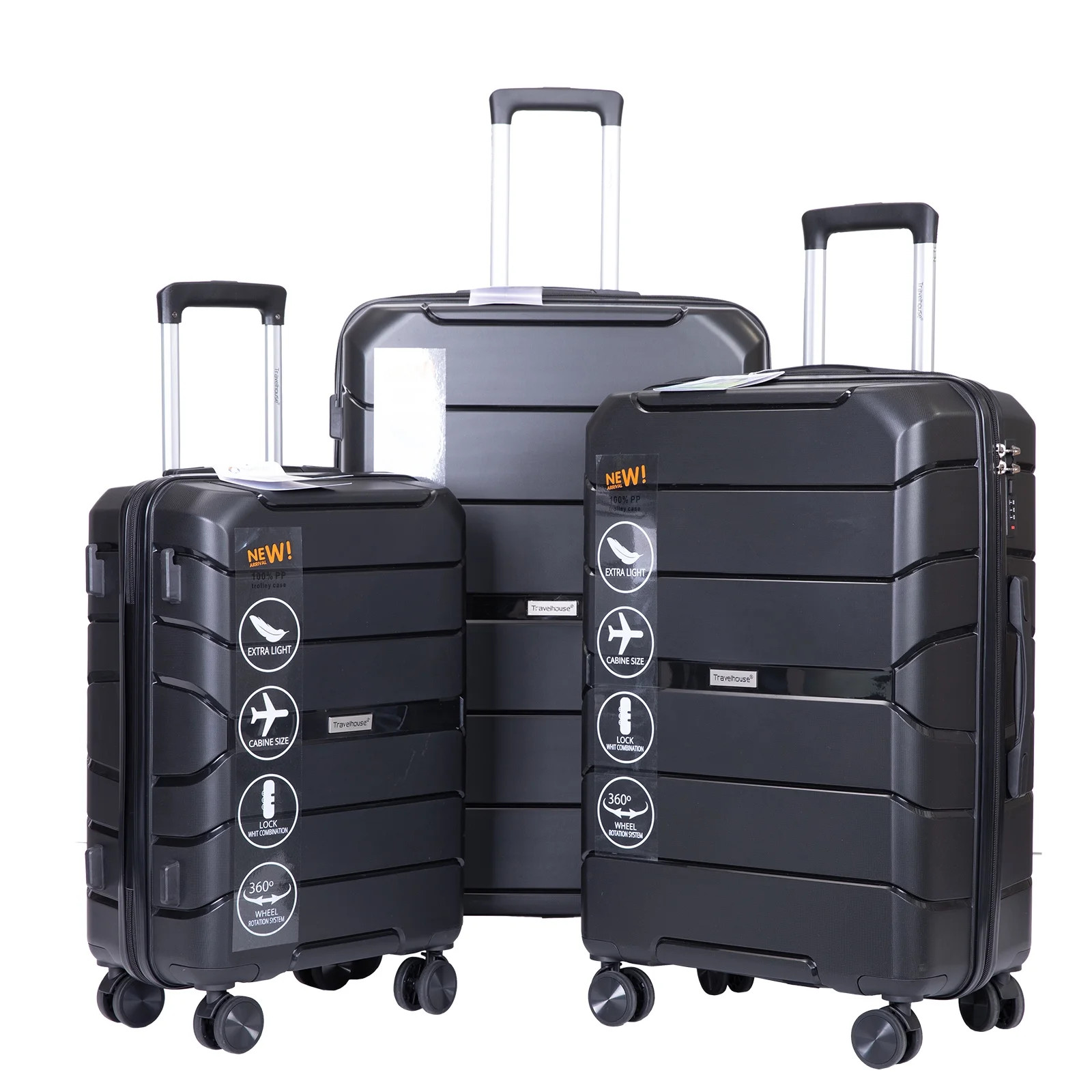 Travelhouse 3 Piece Luggage Set Hardshell Lightweight Suitcase with TSA Lock Spinner Wheels 20in2... | Walmart (US)