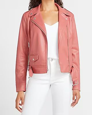 Vegan Leather Belted Moto Jacket | Express