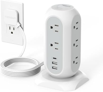 Amazon.com: Tower Power Strip Flat Plug with 11 Outlets 3 USB (1 USB C), TESSAN Surge Protector T... | Amazon (US)
