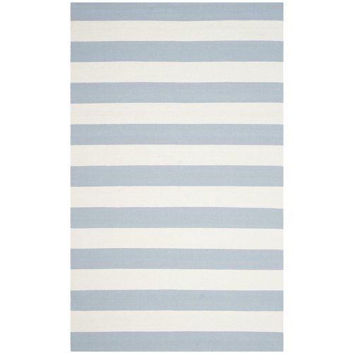 SAFAVIEH Montauk Saranna Striped Cotton Area Rug, Sky Blue/Ivory, 8' x 10' - Walmart.com | Walmart (US)