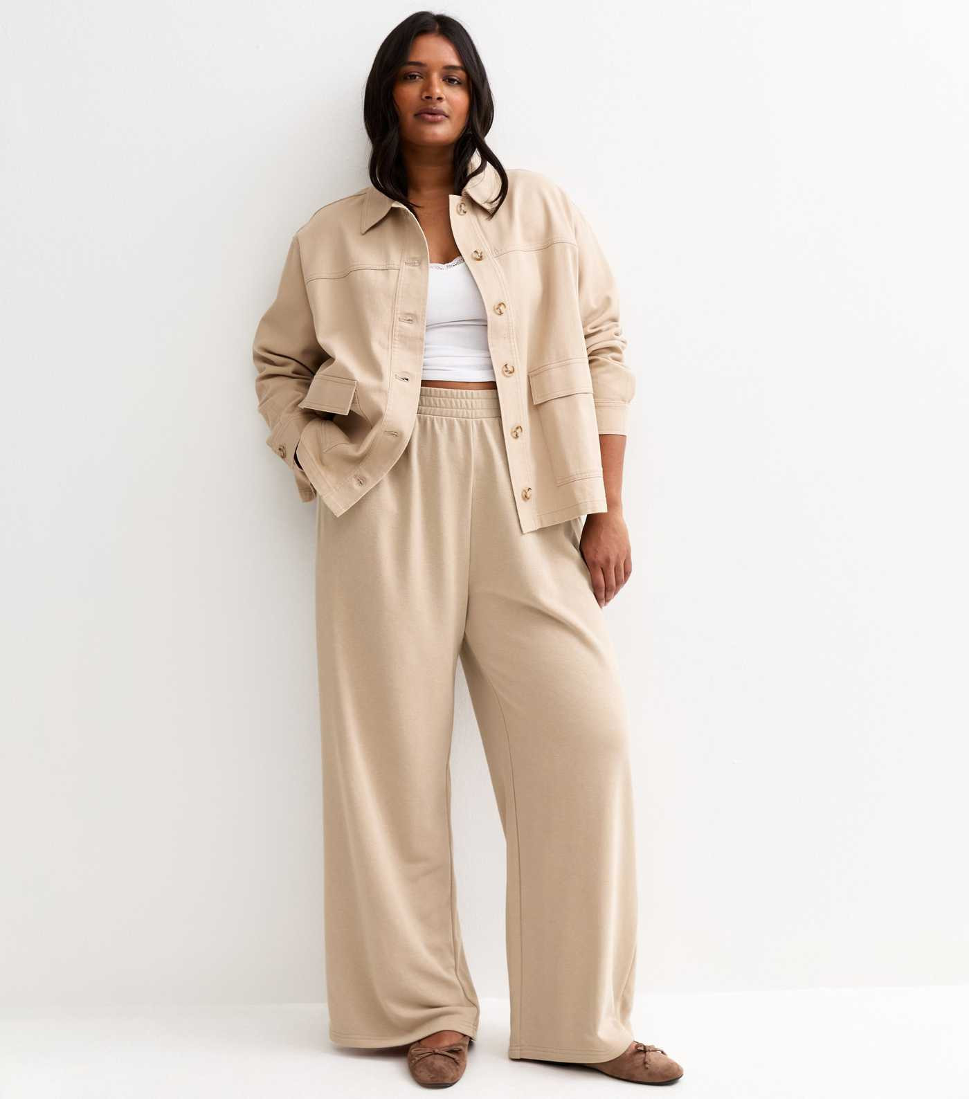 Curves Camel Wide Leg Joggers | New Look | New Look (UK)