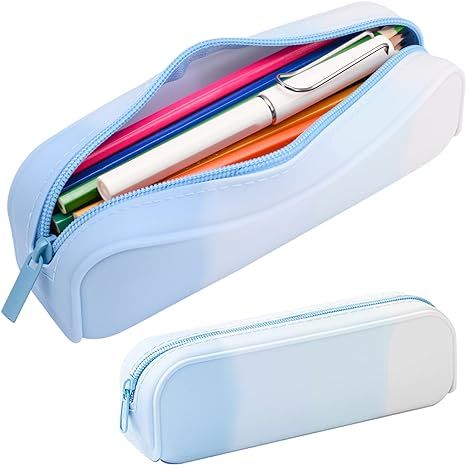 Pencil Case,Colorful Silicone Waterproof Pencil Pouch Aesthetic Lightweight&Portable Pen Bag Styl... | Amazon (US)