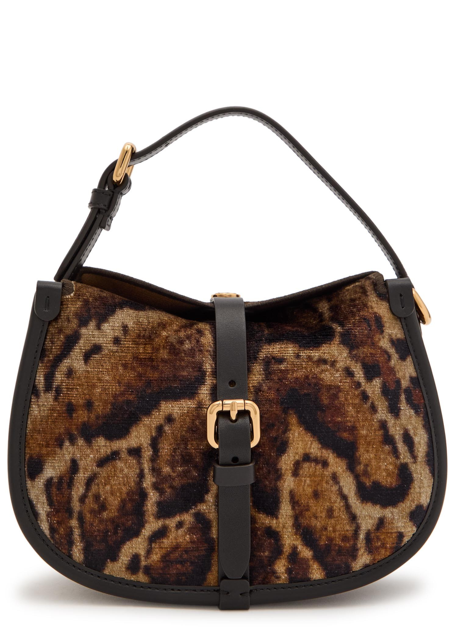 Leopard velvet and leather cross-body bag | Harvey Nichols