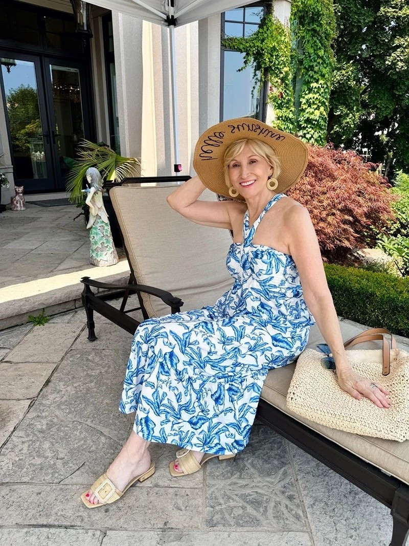 This blue floral print halter neck maxi dress is the perfect mix of effortless and feminine. I love how the flowy silhouette makes it feel comfortable and easy to wear, while the beautiful print adds that little something special.

Paired with simple slides, it’s the kind of outfit that’s perfect for vacation days, dinner by the water, or a relaxed summer evening stroll.

#LTKSeasonal #LTKOver40 #LTKootd