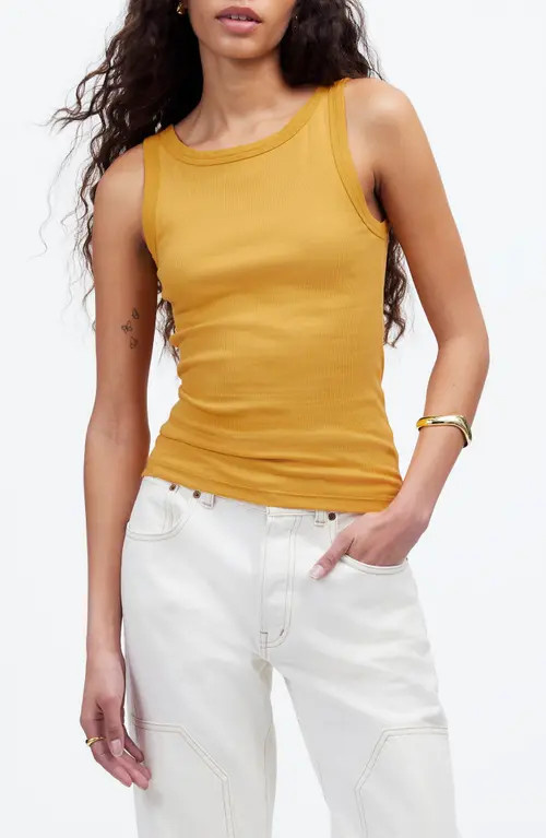 Madewell High Neck Cotton Tank in Pollen at Nordstrom, Size Small | Nordstrom