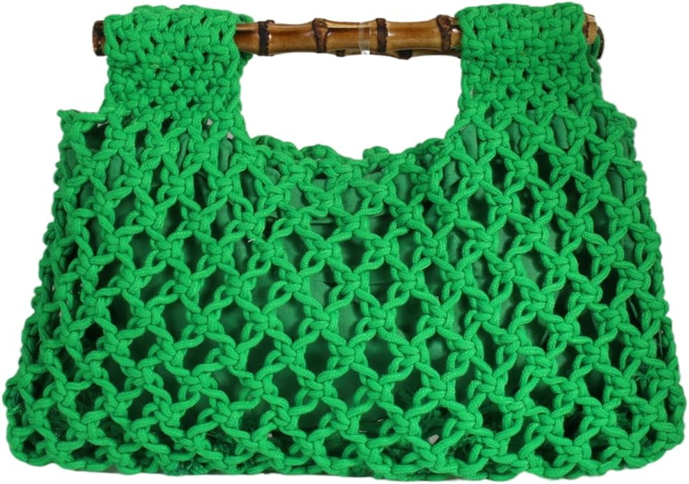 Women Straw Woven Mesh Handbag Bamboo Handbag Trendy Summer Travel Seaside Beach Vacation Totes B... | Amazon (US)