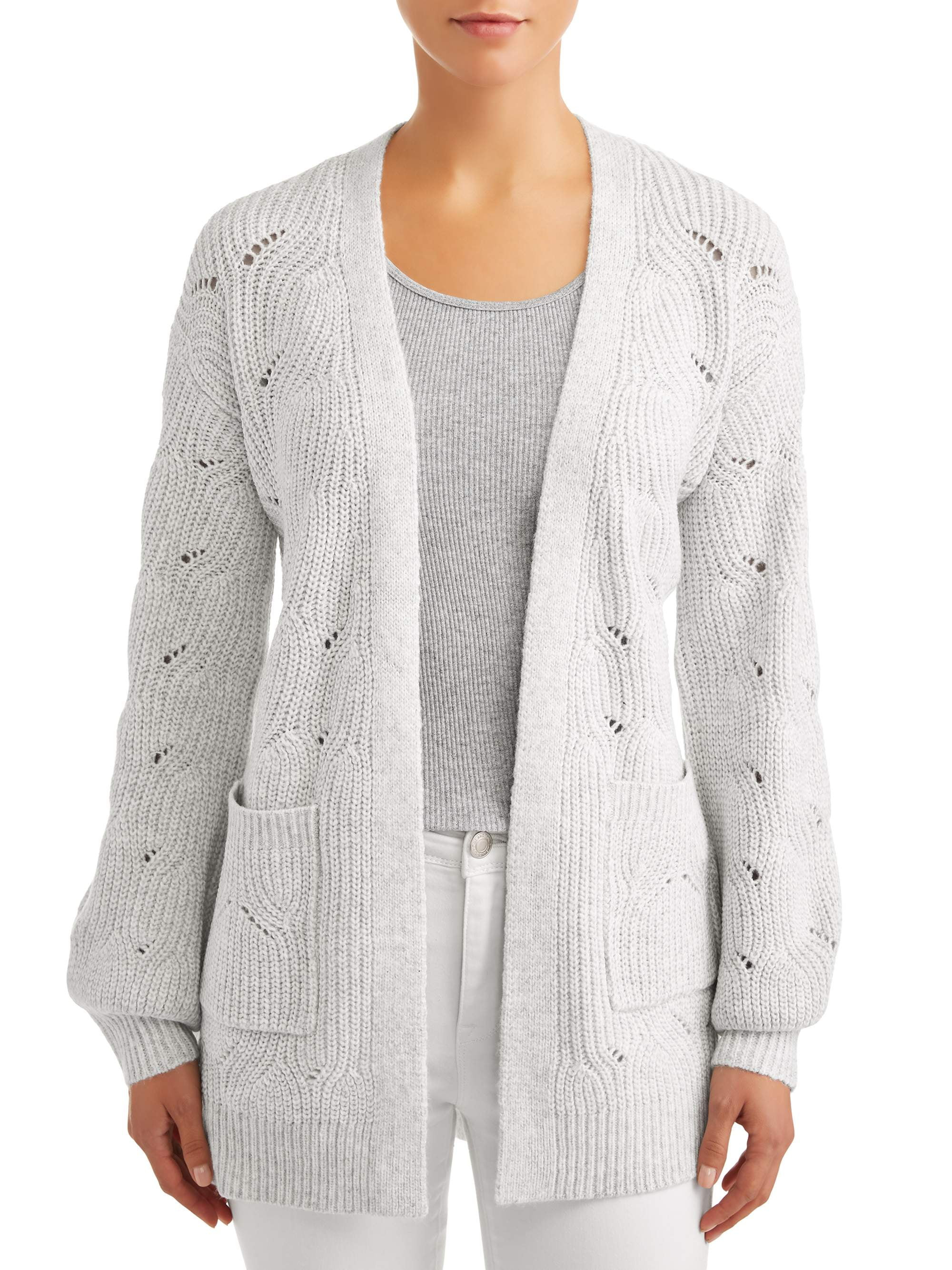 Time and Tru Pointelle Open Cardigan Women's | Walmart (US)