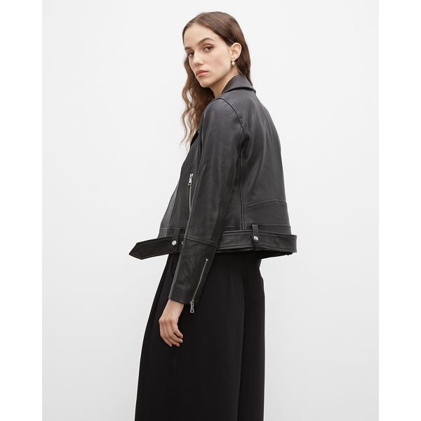 Club Monaco Black Leather Moto Jacket in Size XS | Club Monaco (Global)