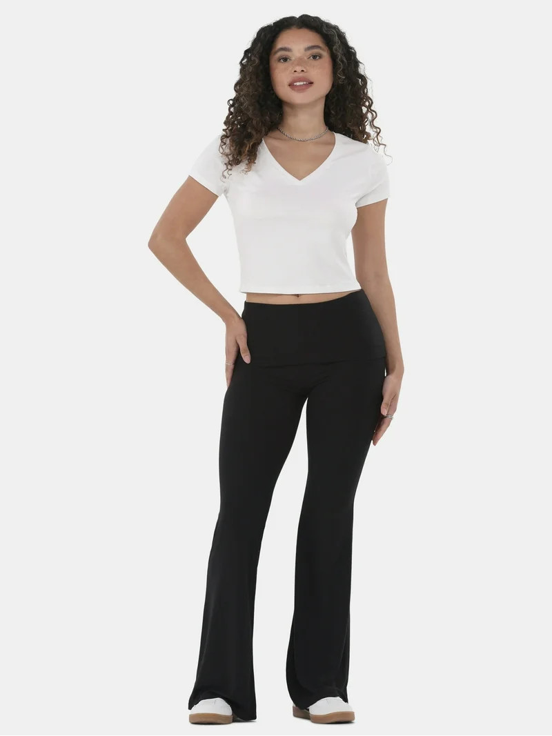 No Boundaries Foldover Flare Pant, Women's | Walmart (US)