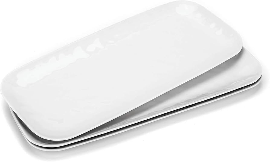 KOXIN-KARLU Melamine Trays, 14.75-inch Serving Trays and Platters, set of 3 White | Hammered Styl... | Amazon (US)