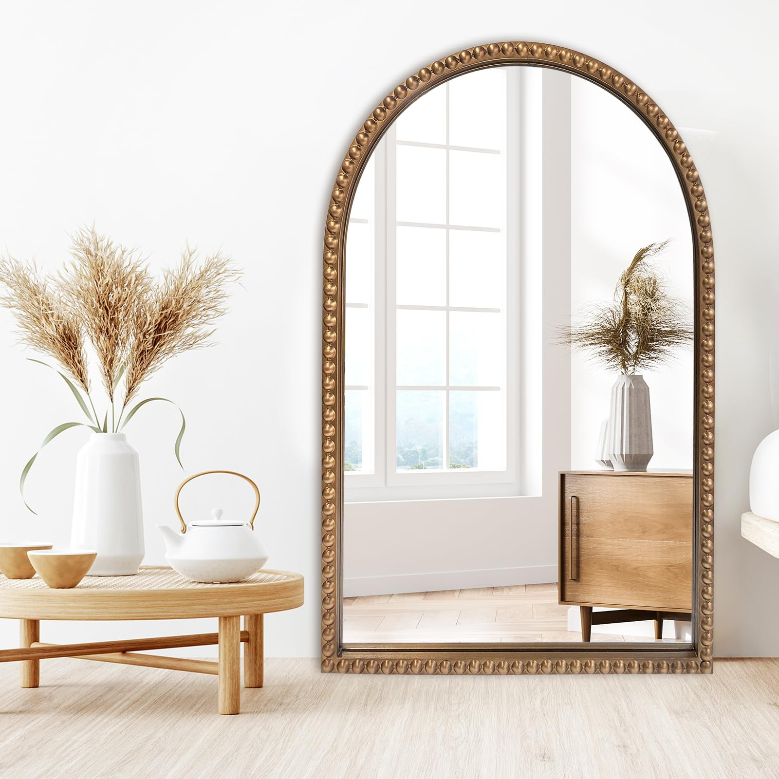 ironsmithn Gold Arched Mirror, 24"x40" Beaded Frame Arch Mirrors, Marlowe Decorative Accent Mirro... | Amazon (US)