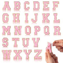 26 Pieces Self Adhesive Chenille Letter Patches for Clothing, Pink Varsity Letter Patches A-Z, Glitt | SHEIN