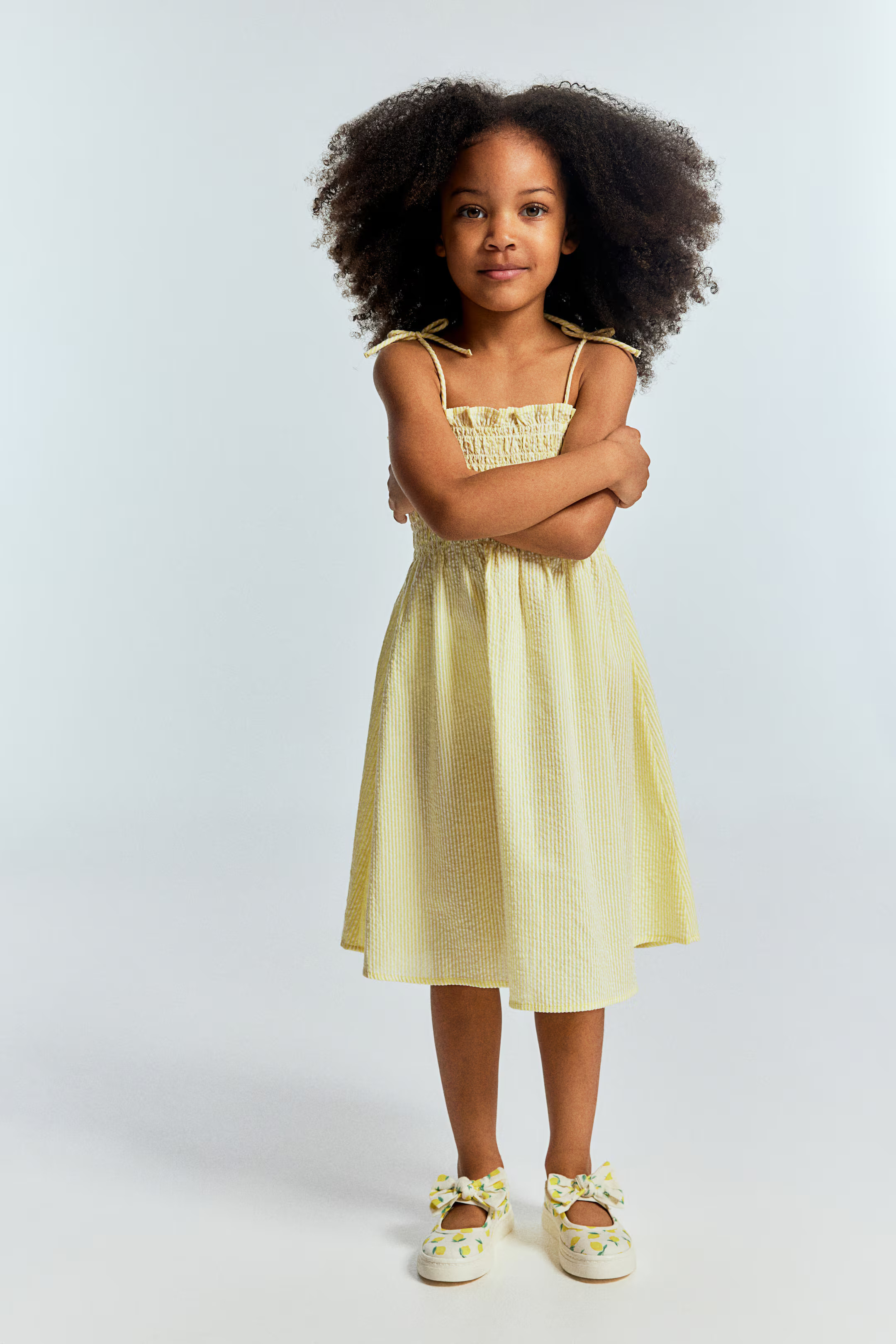Smocked-top Dress - Sleeveless - Knee-length - Light yellow - Kids | H&M US | H&M (US + CA)