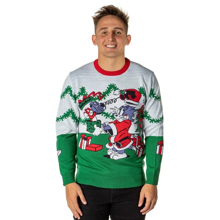 Tom And Jerry Men's Surprise Christmas Present Ugly Sweater Knit Pullover (LG) - Walmart.com | Walmart (US)
