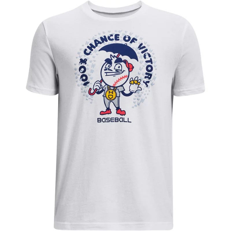 Under Armour Boys' Baseball Victory Short Sleeve T-Shirt White/Cobalt, X-Small - Boy's Athletic Tops at Academy Sports | Academy Sports + Outdoors