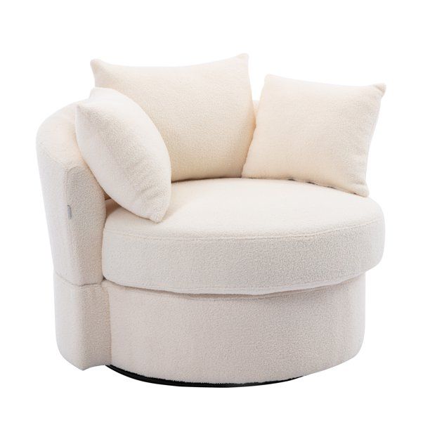 Swivel Accent Barrel Chair Modern Sofa Lounge Club Round Chair Linen Fabric for Living Room Hotel... | Walmart (US)