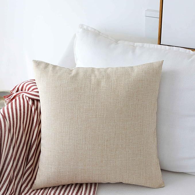 Home Brilliant Burlap Decorative Throw Pillow Euro Sham Pillowcase Cushion Cover for Couch Outdoo... | Amazon (US)