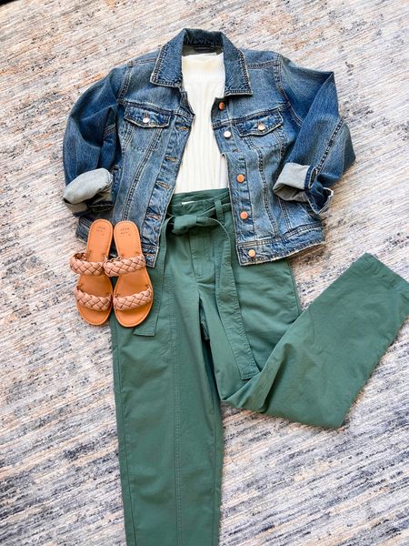This is the perfect outfit for Spring! Drop the denim jacket when it gets warmer and then you are ready for Summer!
These Target pants run try to size. I’d go up one size in the denim jacket for a more comfortable fit.
And these sandals will be a staple piece for the next 6 months! 

#LTKunder50 #LTKFind #LTKstyletip