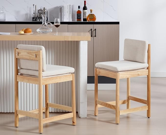 EALSON Counter Height Bar Stools Set of 2 Farmhouse Barstoos with Back Mid Century Modern Counter... | Amazon (US)