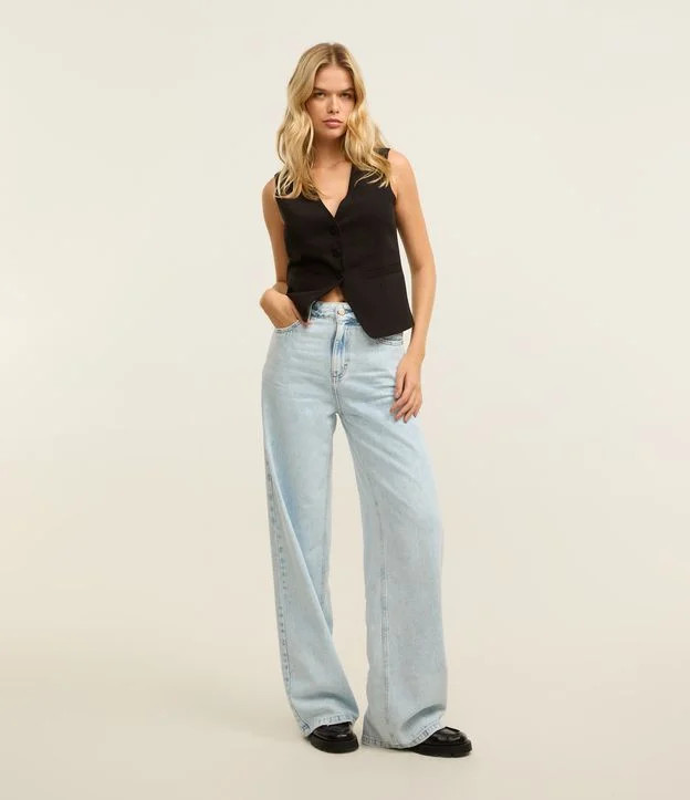 Calça Wide Leg Cintura Alta em Jeans com Bolsos Azul - Lojas Renner | Renner (BR)