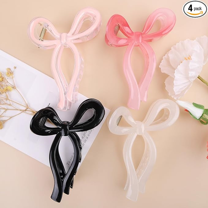4 Pcs Bow Hair Clips Elegant Hair Claw Butterfly Hair Accessories for Girls Nonslip Butterfly Cli... | Amazon (US)
