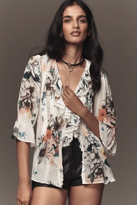 By Anthropologie Sheer Ruffle Blouse | Anthropologie (US)
