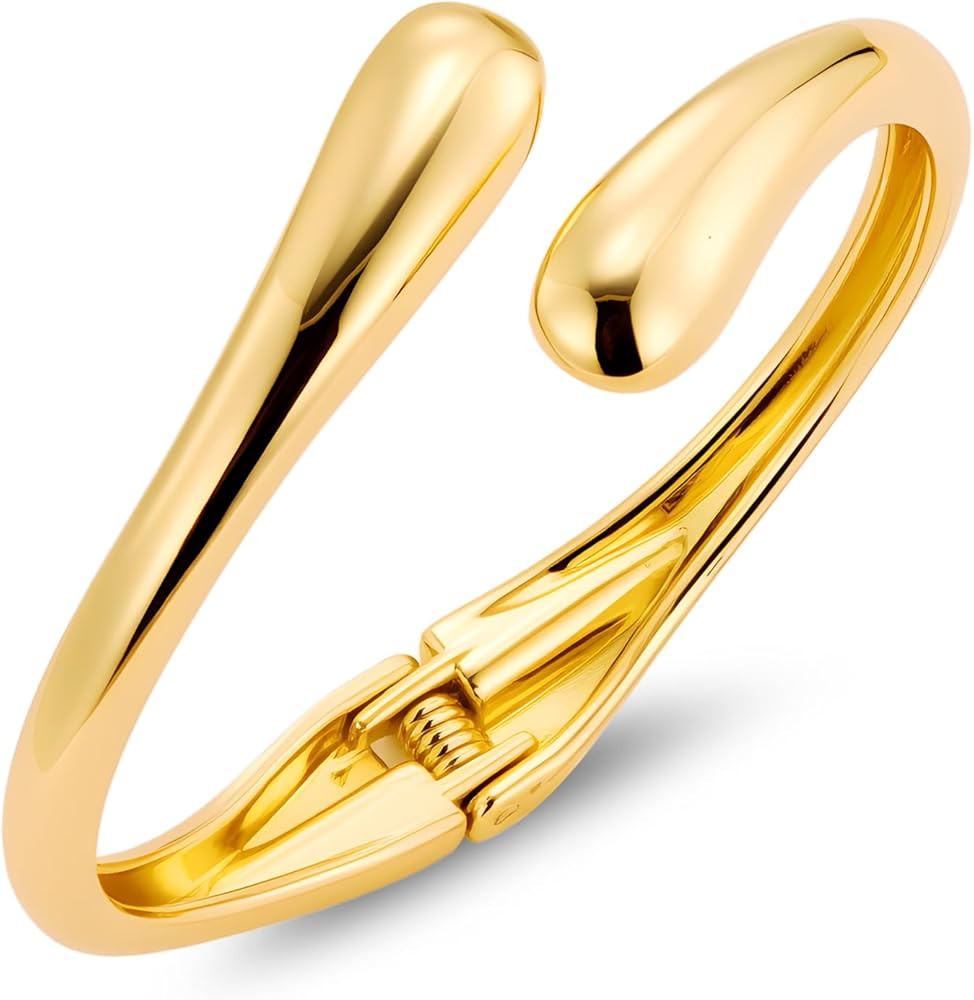 ALEXCRAFT 925 Sterling Silver Bracelets Chunky Thick Teardrop Waterdrop Cuff Bangle 14K Goldplate... | Amazon (UK)