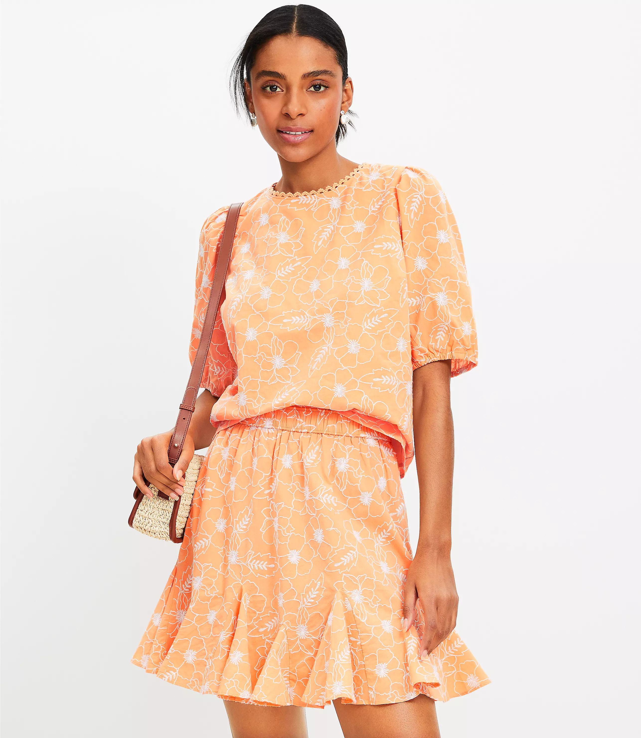 Garden Embroidered Godet Skirt | LOFT