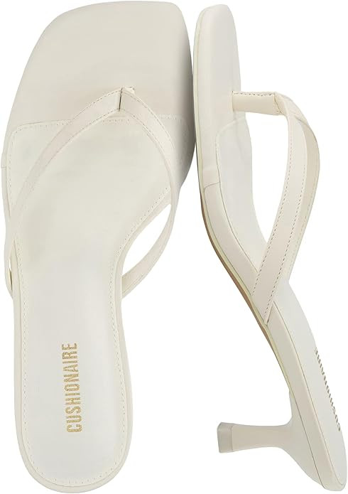 CUSHIONAIRE Miami Kitten Heels for Women - Dressy Heeled Thong Womens Sandals | Amazon (US)
