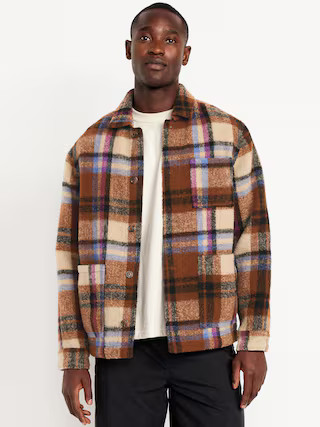 Wool-Blend Plaid Chore Jacket | Old Navy (US)