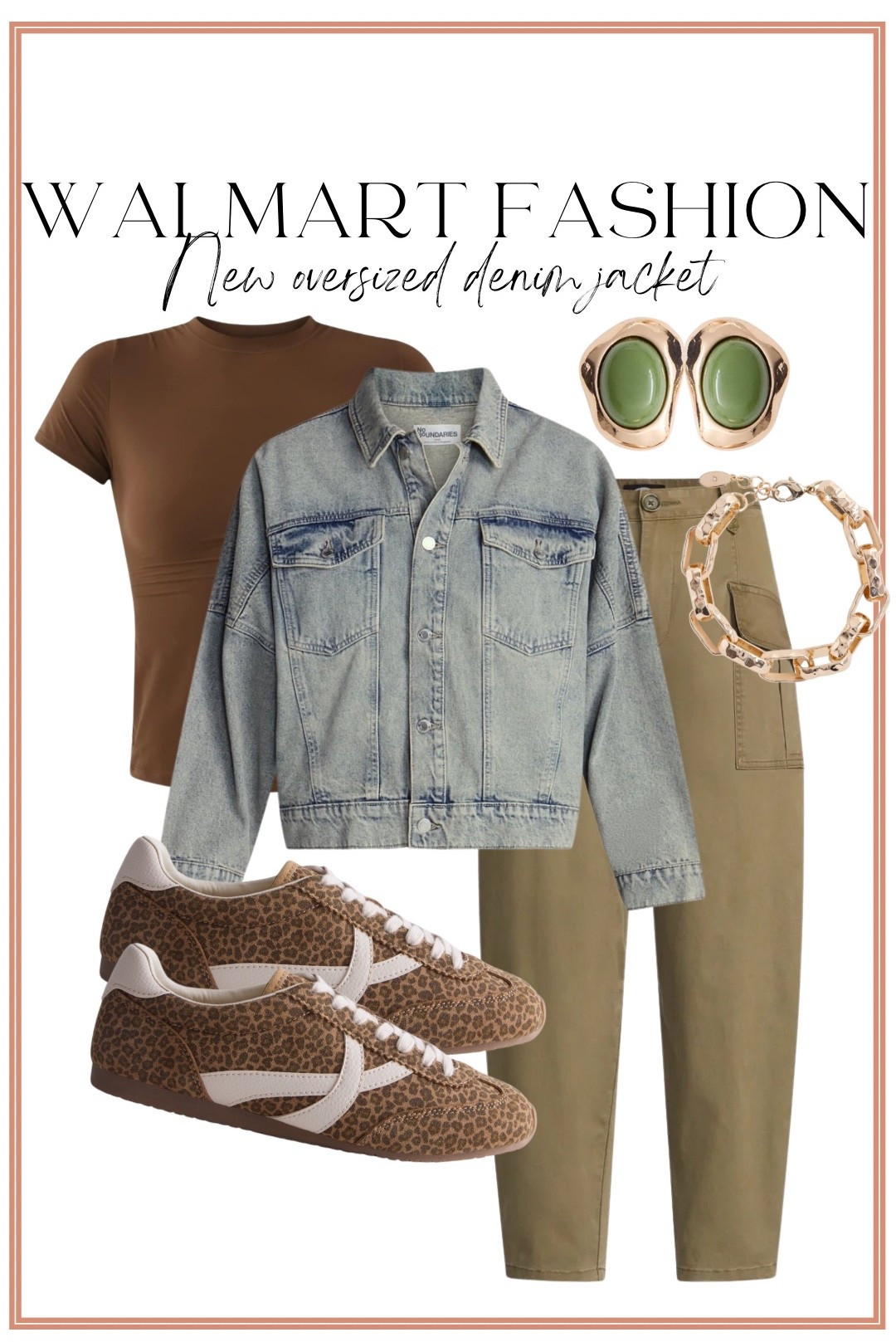 Walmart fashion is doing it AGAIN! 🤎🐆 This brand new oversized denim jacket is such a good layering piece for transitioning into fall! I love the relaxed fit and lighter wash—it looks so cute styled with all the rich neutrals and leopard print that are everywhere right now.

Paired it with an affordable brown tee, olive utility pants, leopard print sneakers and the prettiest statement jewelry for an easy Walmart outfit idea you can wear now and layer into cooler weather. These new Walmart fashion finds look SO much more expensive than they are! 🙌🏼

#WalmartFashion #WalmartFinds #WalmartNewArrivals #WalmartStyle #WalmartOOTD #WalmartFashionFinds #DenimJacket #OversizedDenimJacket #FallFashion #FallOutfitIdeas #LeopardSneakers #AffordableFashion #AffordableStyle #CasualFallOutfit #WalmartFallFashion #BudgetFashion

#LTKootd #LTKPetite