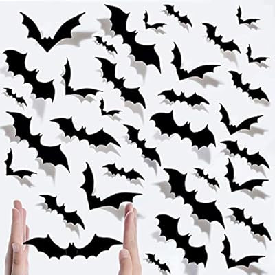 180 Pcs Halloween 3D Bats Decoration Wall Decal Wall Sticker, Hallowmas Party Supplies Scary Bat ... | Amazon (US)