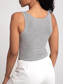 Danysu Women Rib Tank Top Padded Workout Top Square Neck Crop Tank Fitted Basic Cami Tops | Amazon (US)