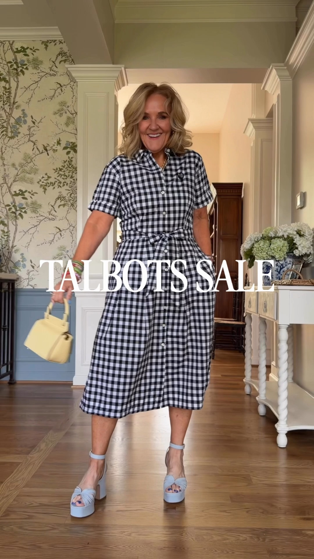#talbotspartner When you find styles you love, and they’re on sale? It’s time to fill your cart and check out! @Talbotsofficial #Ad
Sizing details 
Gingham dress 8 petite size up if inbetween 
Athletic dress size small ref
Jeans size 8 petite 
White tee with ruching on the side size medium 
Gingham blouse size medium reg 
Green jeans medium petite 
Printed blue pants 8 petite 
Green linen pants 8 petite 
Black poplin blouse size medium petite 
Denim dress size 8 petite darling! 


#LTKSaleAlert #LTKPetite #LTKOver40