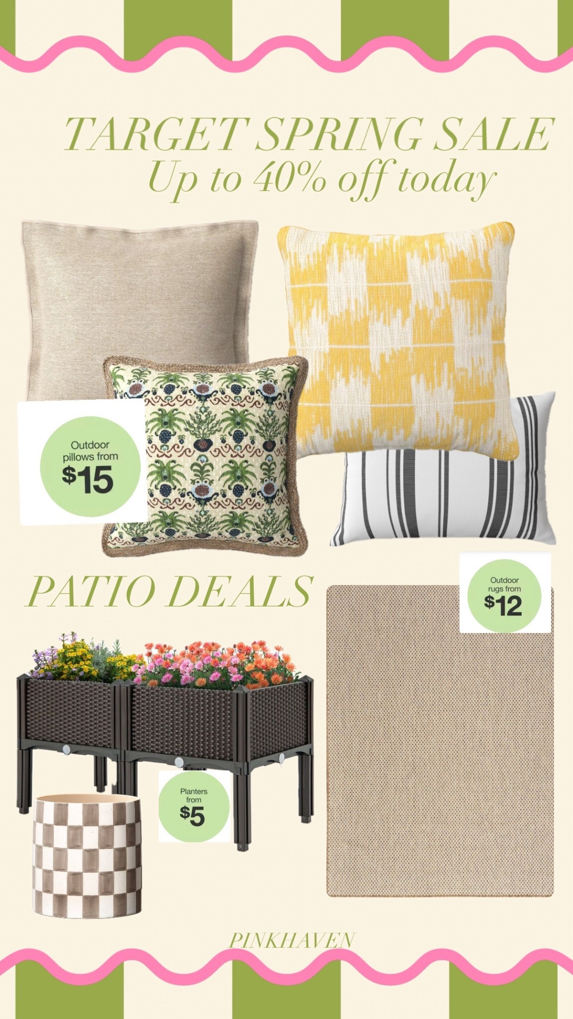 Target big spring sale patio deals. Outdoor pillows, indoor and outdoor planters, out door rugs all 40% off for a limited time 

#patio #outdoor #outdooraccents #patio #patiodecor #home #targetfinds #targethome #targetsale #springsale

#LTKSaleAlert #LTKHome #LTKU