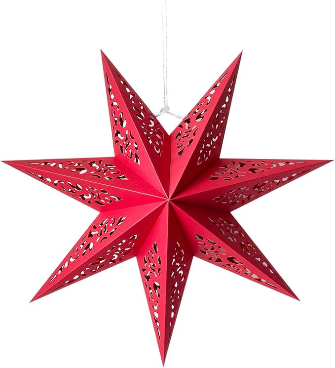 Hollow Out Paper Star Lantern Hanging Star Lampshade Decoration for Halloween Christmas Holiday P... | Amazon (US)