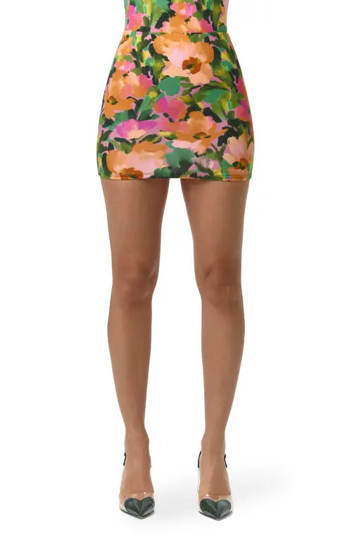 Naked Wardrobe Naked Floral Print Knit Miniskirt in Secret Garden at Nordstrom, Size Large | Nordstrom