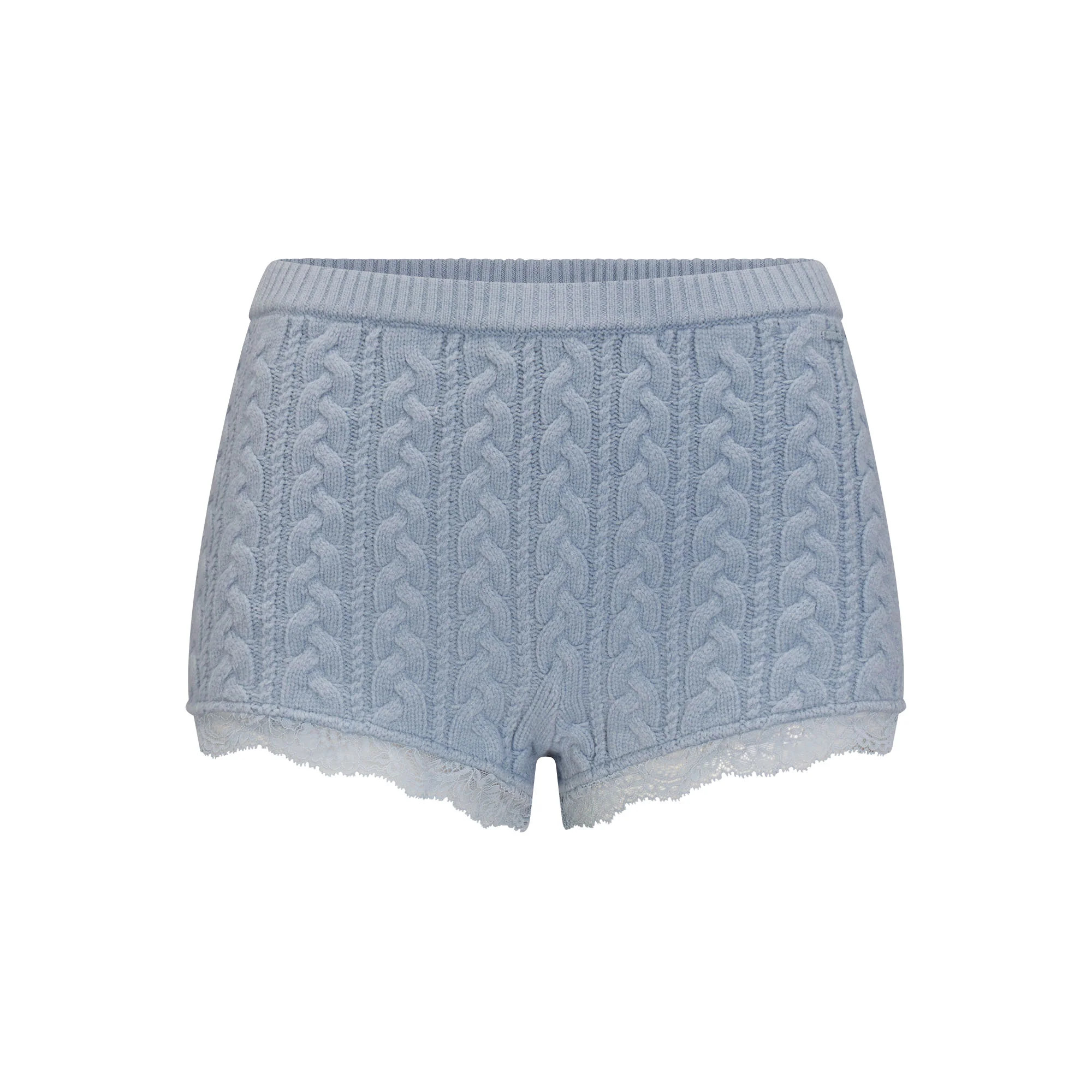 SKIMS Cable Micro Short | Blue | XS | Sweater Knit | SKIMS (US)