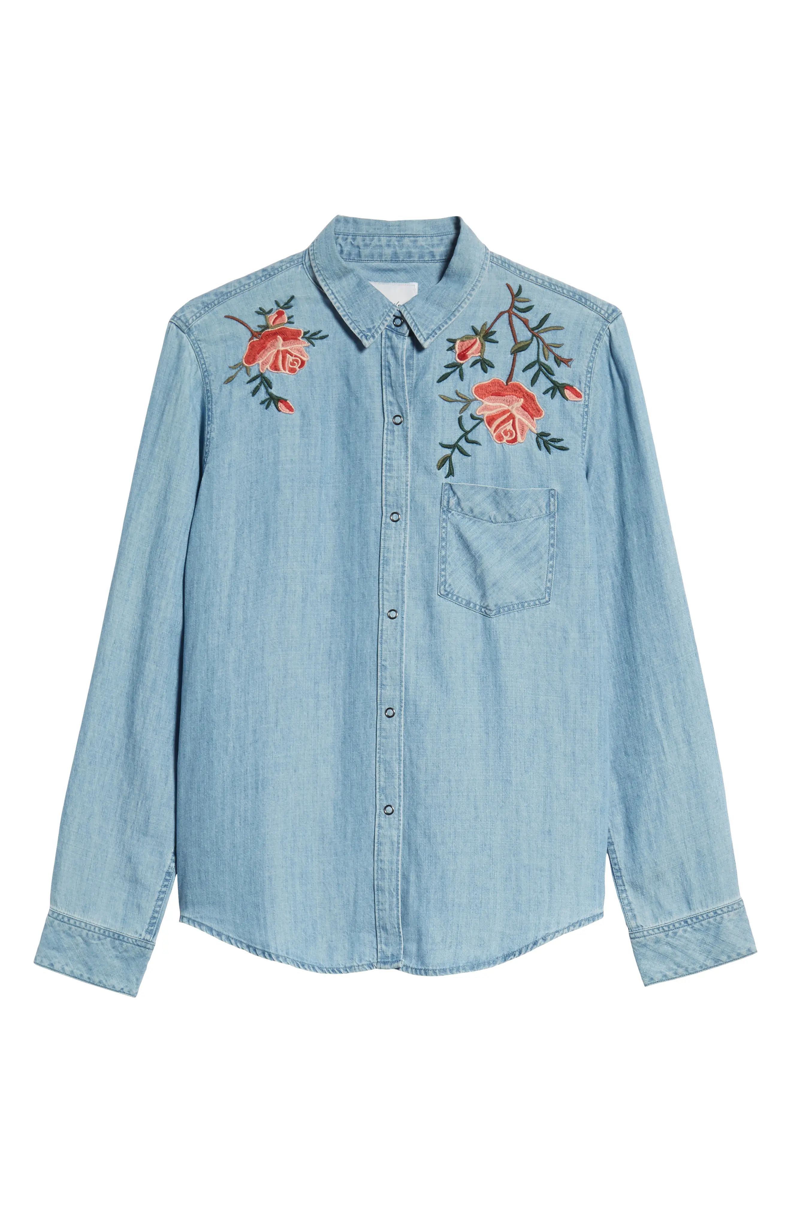 Ingrid Embroidered Chambray Shirt | Nordstrom