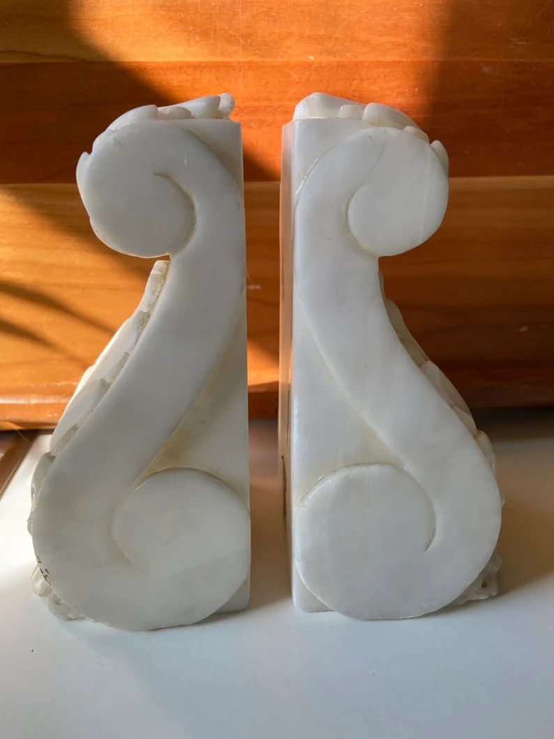 Vintage White Marble Corbel Bookends Made in Italy for Bonwit Teller - Etsy | Etsy (US)