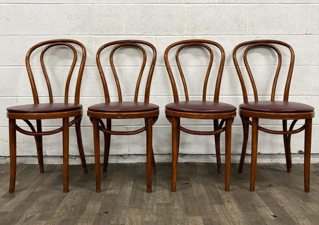 Vintage Bentwood and Vinyl Parlor or Dining Chairs Set of 4 - Etsy | Etsy (US)
