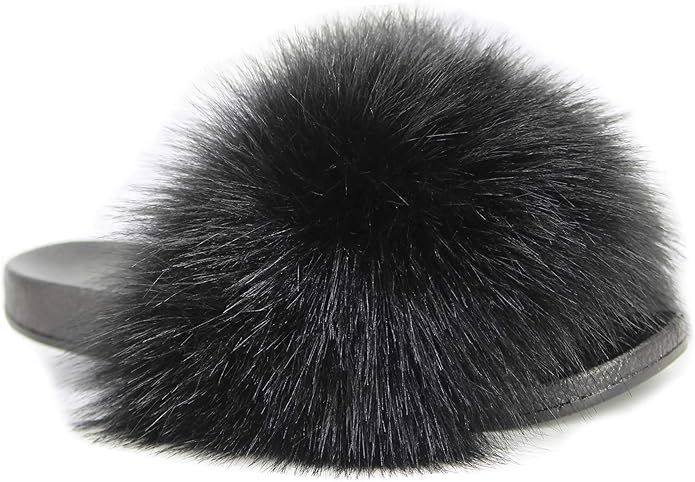 NewYouDirect Fur Slides for Women,Quality Long Fur Womens Slides Fuzzy Sandals Flip Flop Furry Sl... | Amazon (US)