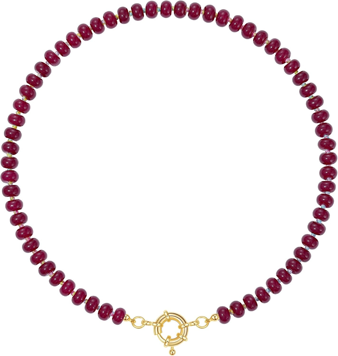 KissYan Beaded Necklaces for Women, Natural Chunky Gemstone Summer Choker | Amazon (US)