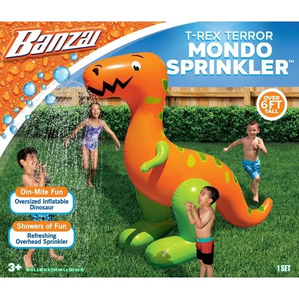 Banzai Inflatable T-Rex Terror Mondo Sprinkler - Walmart.com | Walmart (US)