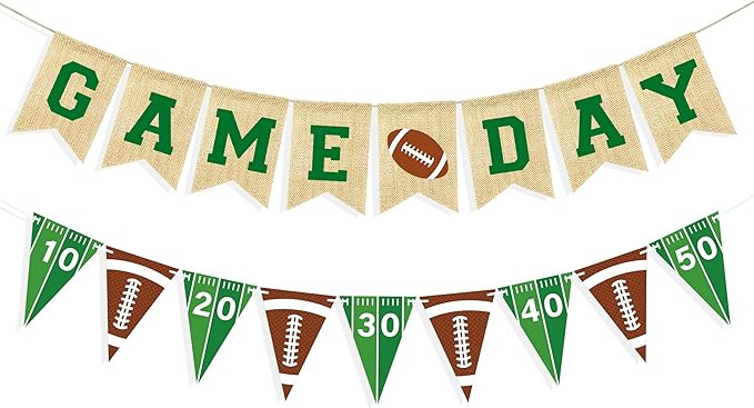 Game Day Burlap Banner Football Themed Garland Bunting, Football Birthday Party Decorations, Foot... | Amazon (US)