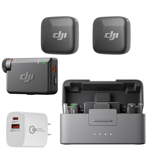 DJI Mic Mini (2 TX + 1 RX + Charging Case), Ultralight, 48h Use, Noise Cancelling, Automatic Limiting, Wireless Microphone for Camera/iPhone/Android, Vlog, Streaming + 20W 2-Port Wall Charger | Amazon (US)