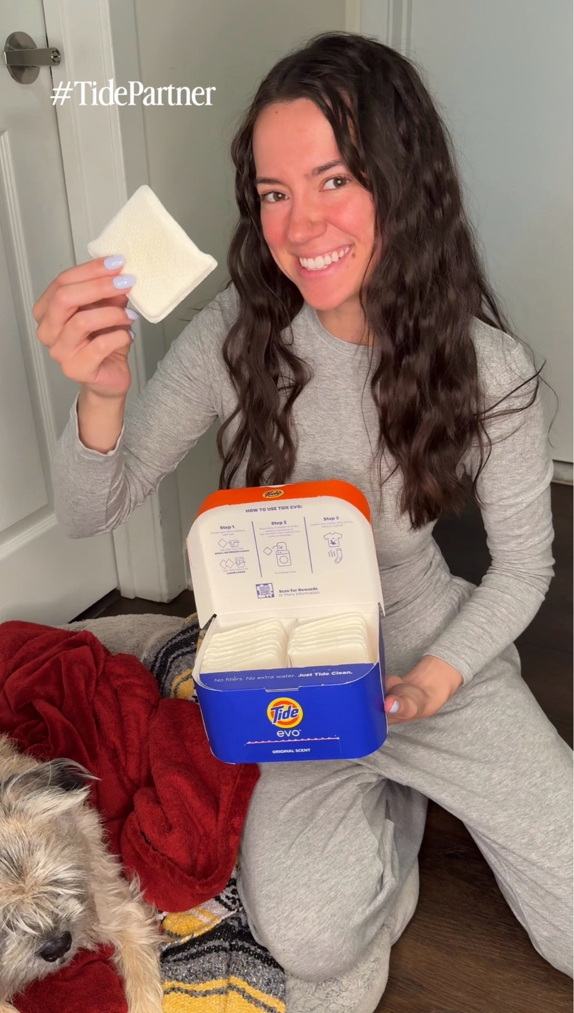 #tidepartner ✨ If you’re living in a city apartment, you already know the spatial math required to store literally anything, let alone giant plastic jugs of detergent. I’m partnering with @tidelaundry to test out Tide evo, and it’s honestly an elite solution for limited laundry real estate.

It’s a solid tile that activates instantly under running water, which is satisfying to watch, but the real win is that the entire box takes up less room than a stack of books. Perfect for the constant stream of blanket refreshes that come with having Pancake around.

You can find the new Tide evo online at @walmart. ✨ Link to shop in stories if you want to skip the decision fatigue and try it yourself.

#TidePartner #RealLaundryMagic #ad

#LTKmorningroutine #LTKmomlife #LTKHome